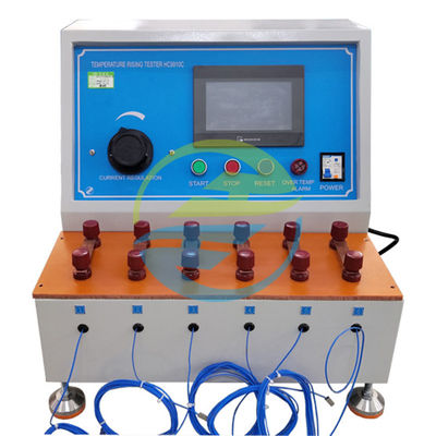 Teste de subida de temperatura de 6 estações, conforme com a norma IEC 60898-1 Tensão de ensaio < 12 V